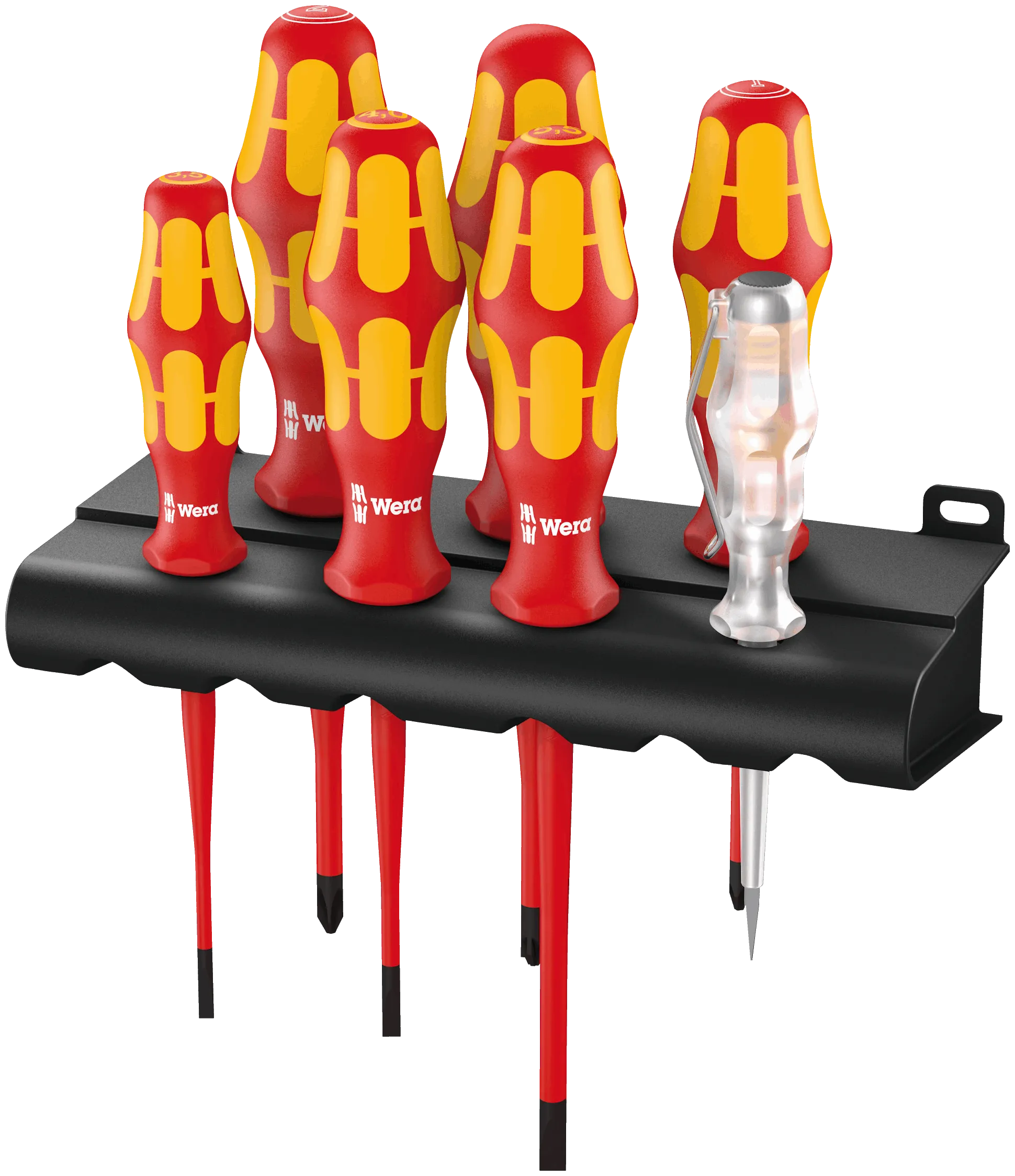 160 iS/7 Rack screwdriver set Kraftform Plus Series 100, voltage tester and rack. With reduced blade diameter