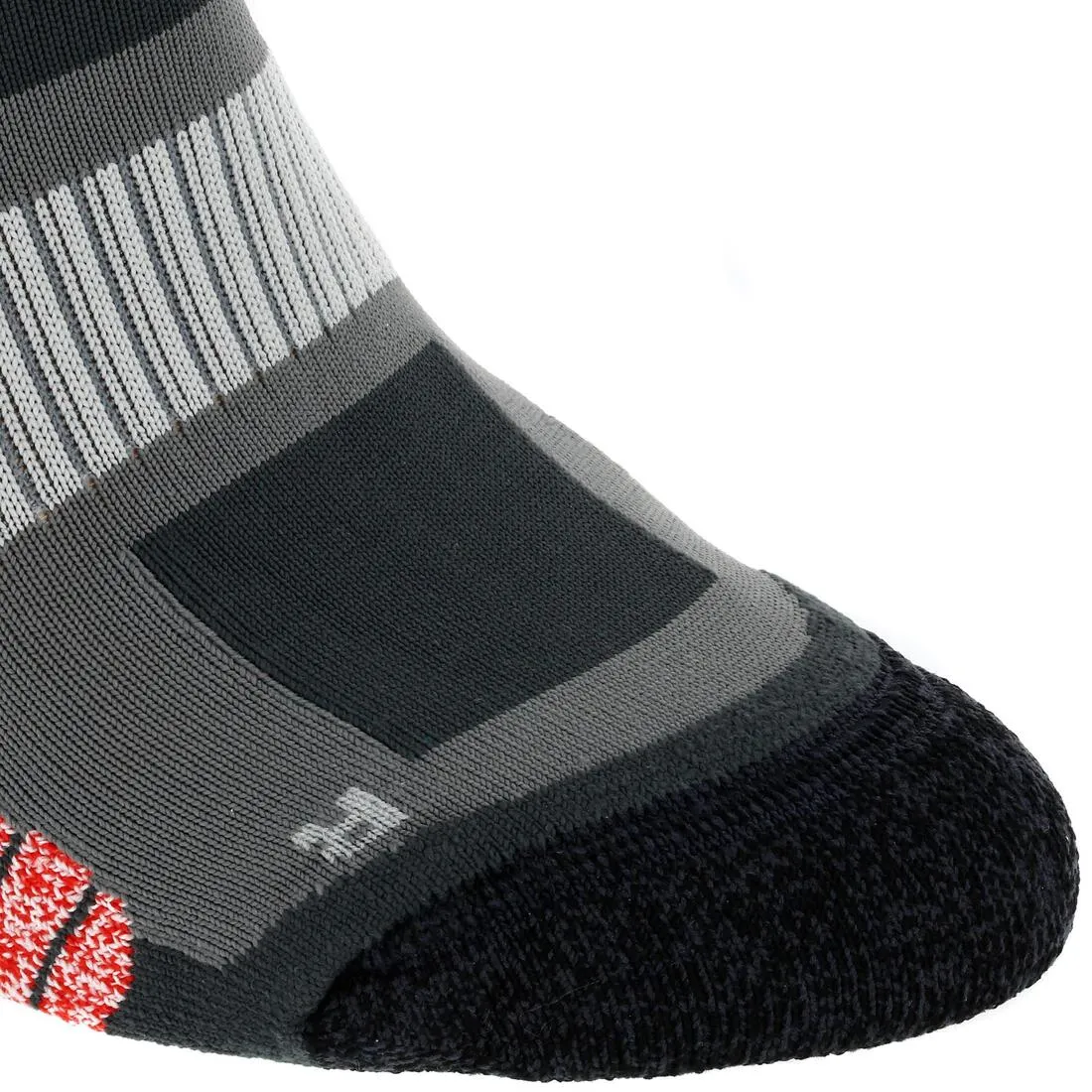 2 pairs of Forclaz 500 adult high-top hiking socks - grey and red