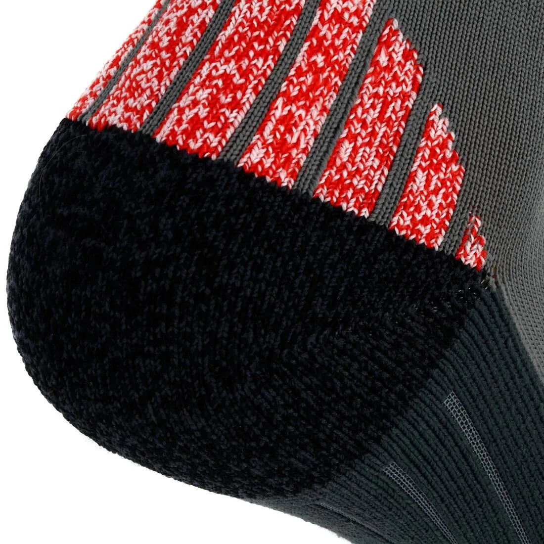 2 pairs of Forclaz 500 adult high-top hiking socks - grey and red