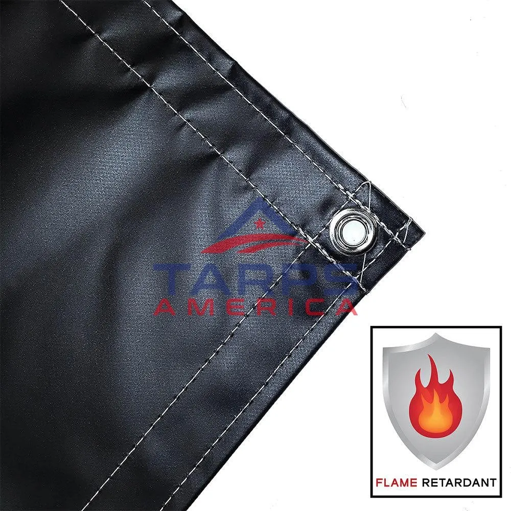 22 oz AtlasShield® Pro Super Heavy Duty Black PVC Coated Vinyl Fire Retardant Tarps