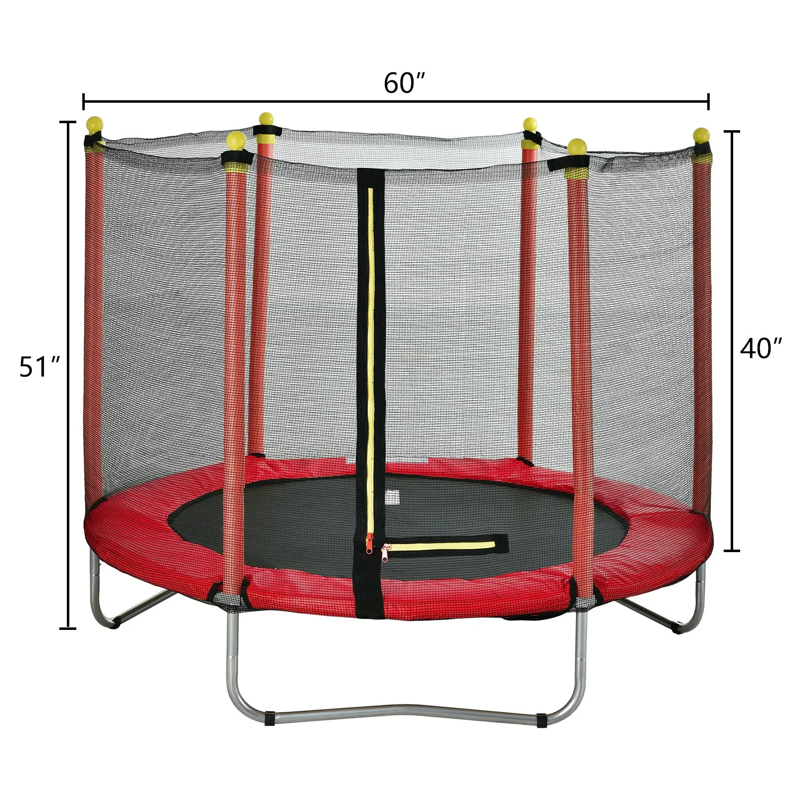60" Round Outdoor Trampoline with Enclosure Netting RT