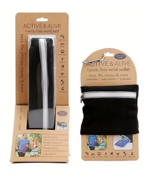 Active & Alive – Hands Free Wrist Wallet and Belt Set! Easily store your keys, IDs, Phone, money & more while running, biking, hiking etc