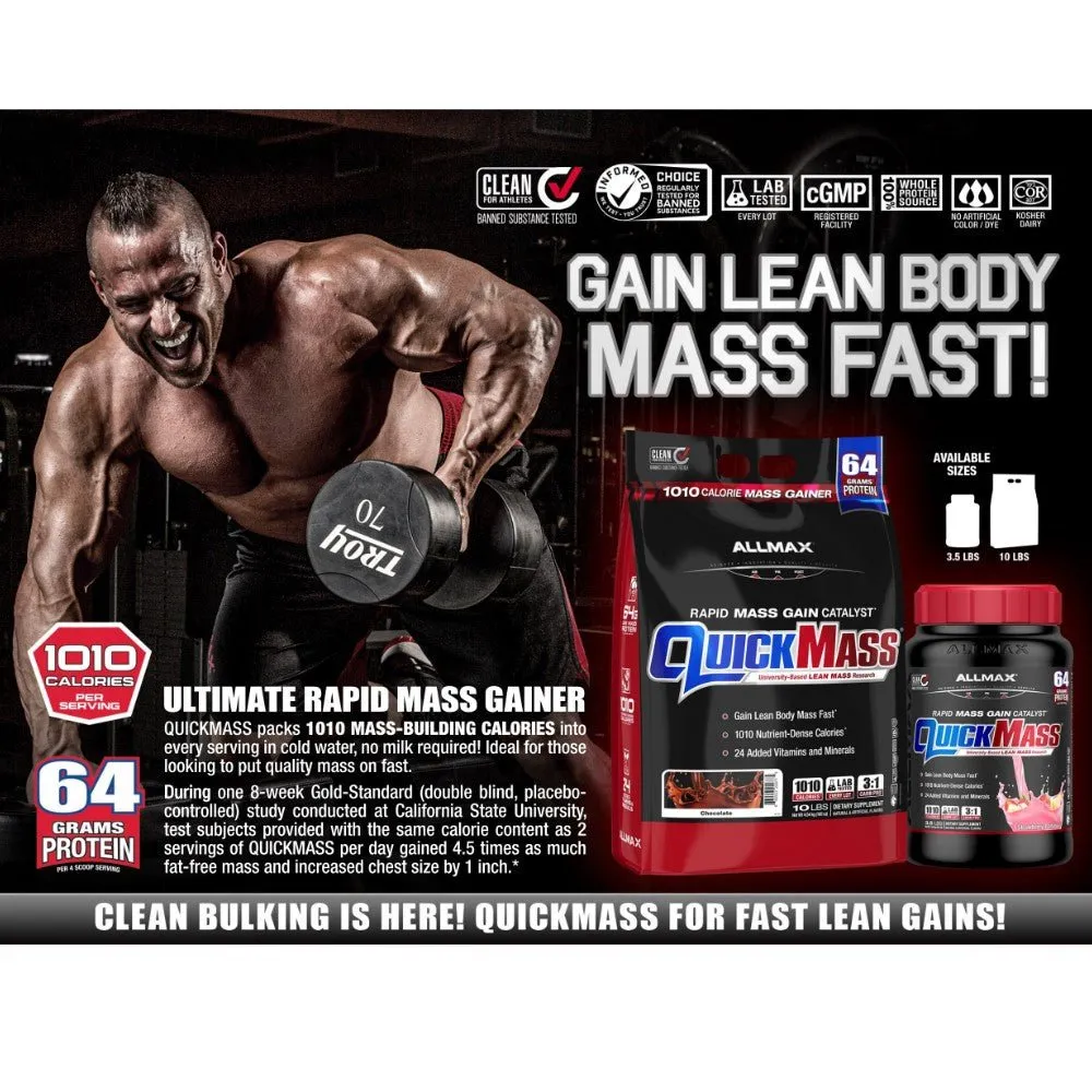 AllMax QuickMass Mass Gainer 10lbs (Exp Jul 2025)