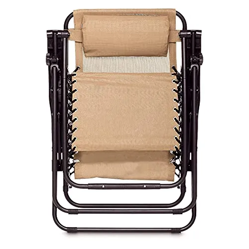 AmazonBasics Zero Gravity Reclining Lounge Portable Chair (Beige, Fabric & Steel)
