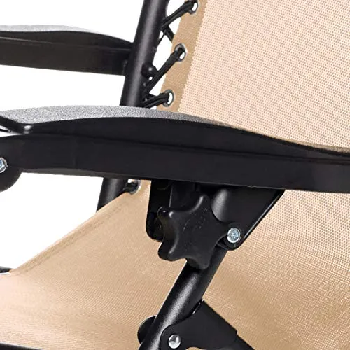 AmazonBasics Zero Gravity Reclining Lounge Portable Chair (Beige, Fabric & Steel)