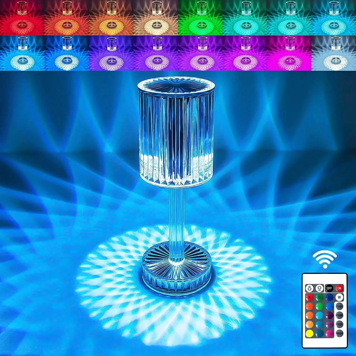 Anyhouz Table Lamp Crystal LED Touch USB Rechargeable Home Decor