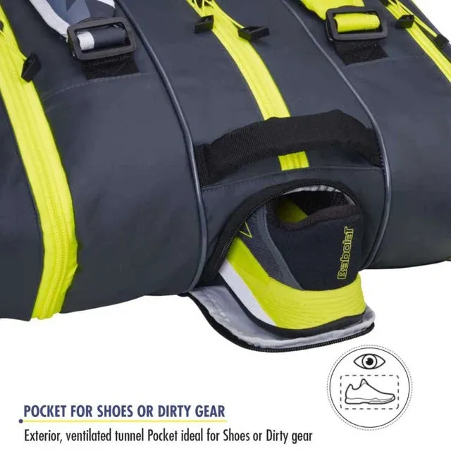 Babolat Pure Aero 12R Tennis Kit Bag | Grey/Yellow/White