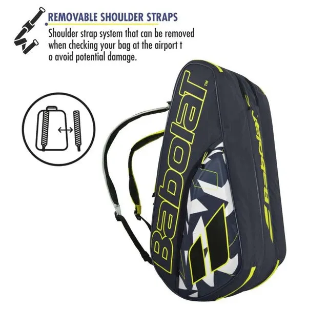 Babolat Pure Aero 12R Tennis Kit Bag | Grey/Yellow/White