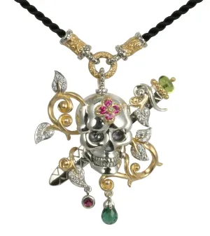 BBP457D,SS/18K Skull and Dagger Necklace