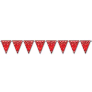 Beistle Western Red Bandana Pennant Banner, 12 ft 11 in  x 12' (1/Pkg) Party Supply Decoration : Western