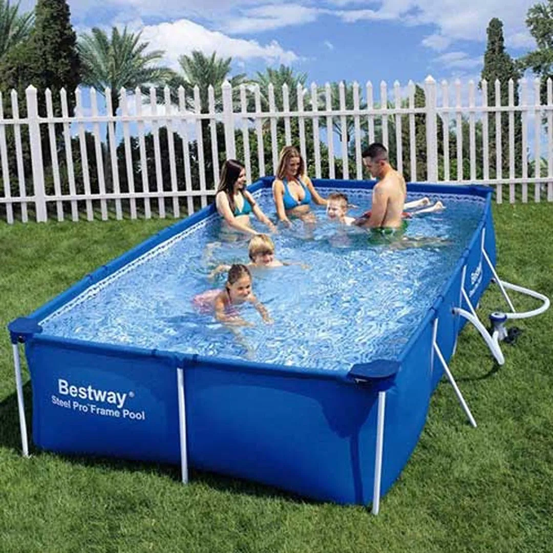 Bestway Rectangular Steel Frame Pool 157" x 83'' With 330gal Filter Pump