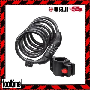 Bike Lock 4 Digit Combination Cable Heavy Duty 1.2M Bicycle Scooter Motorbike