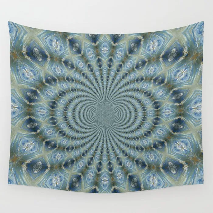 Blue & Gold Fractal Tapestry