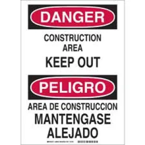 Brady Bilingual DANGER Construction Area Keep Out Sign/ Buy online