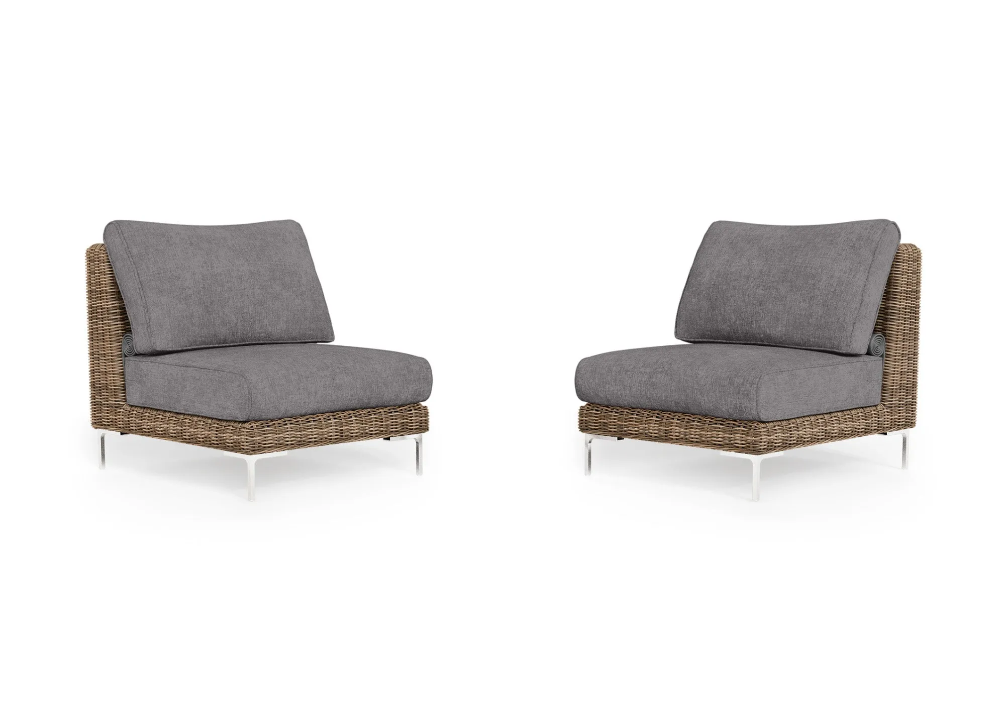 Brown Wicker Outdoor Armless Chair Conversation Set