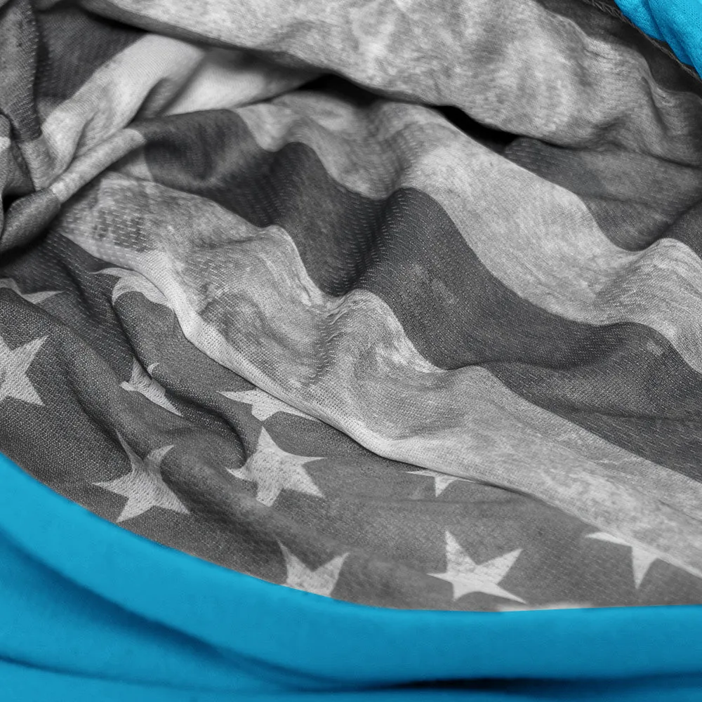 Classic Lined Hoodie | Ghost American Flag | Aqua