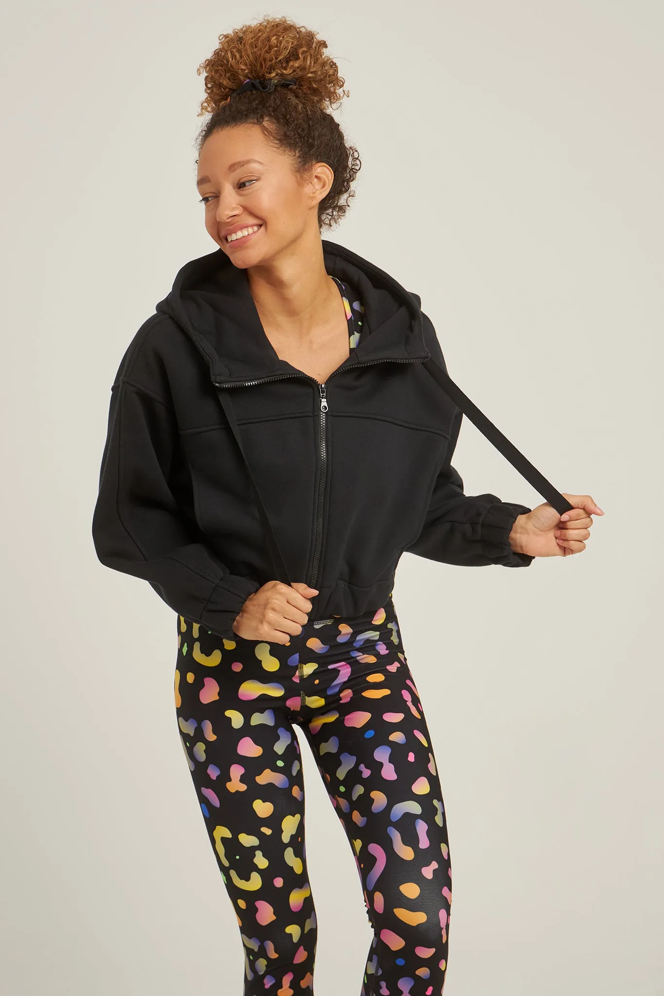 Cropped fleece jacket | Μαύρο