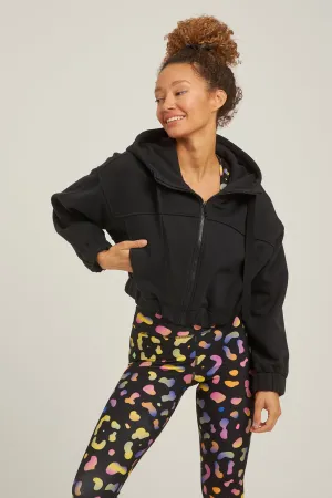 Cropped fleece jacket | Μαύρο