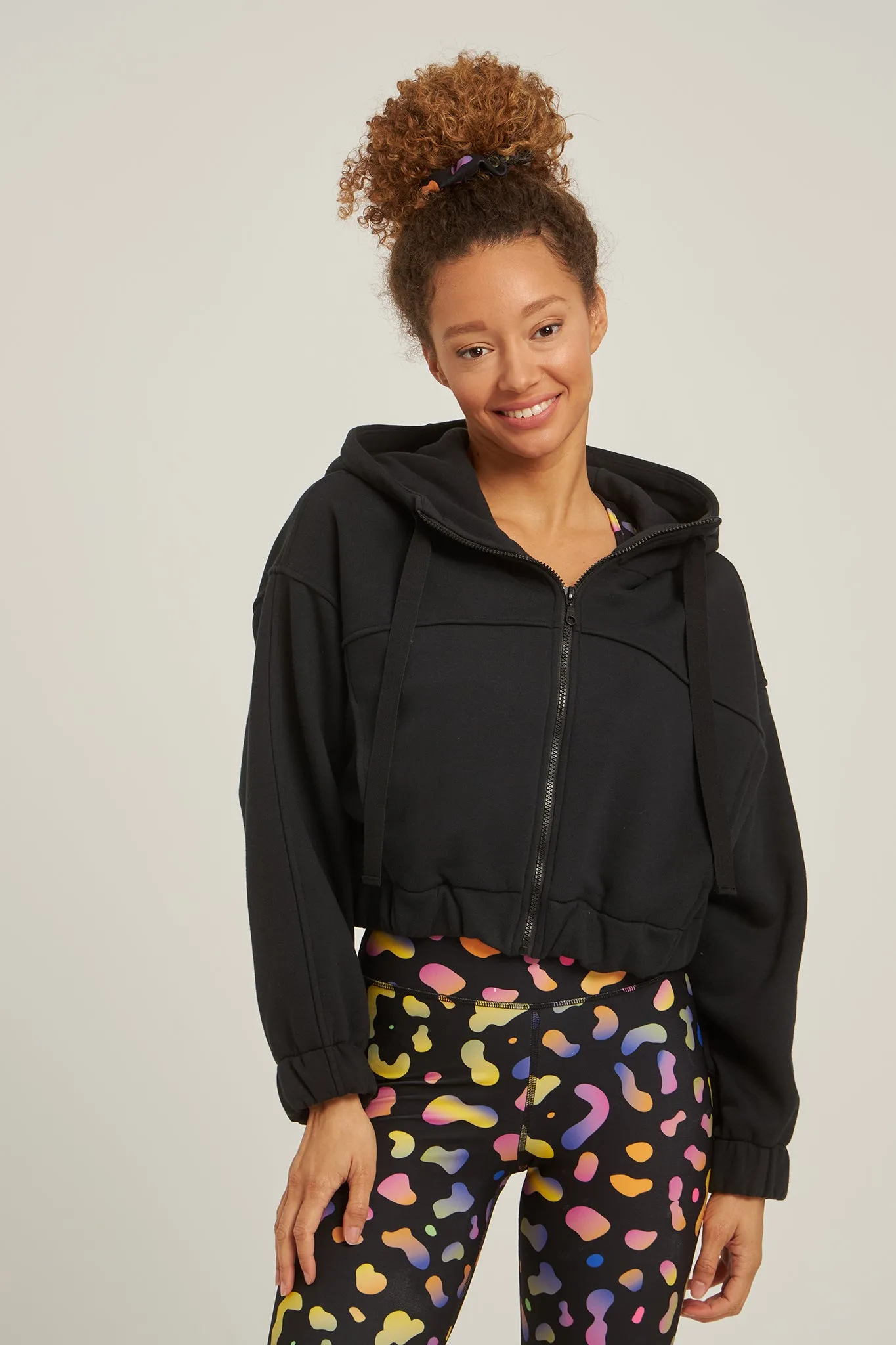 Cropped fleece jacket | Μαύρο