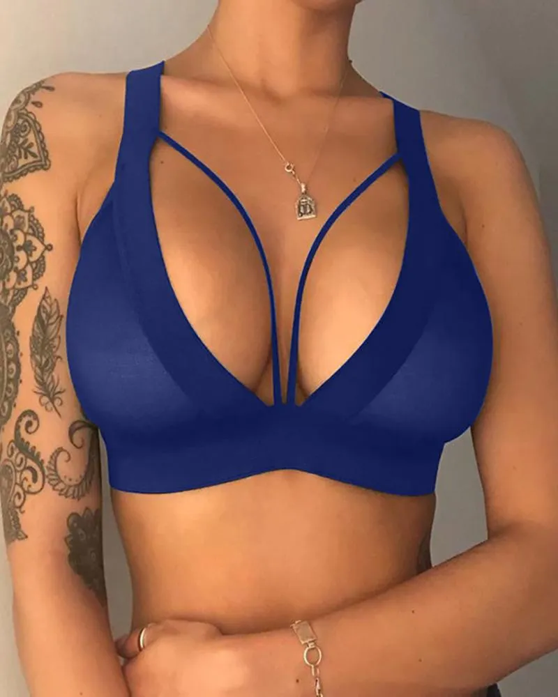 Cutout Mesh Breathable Thick Strap Bralette