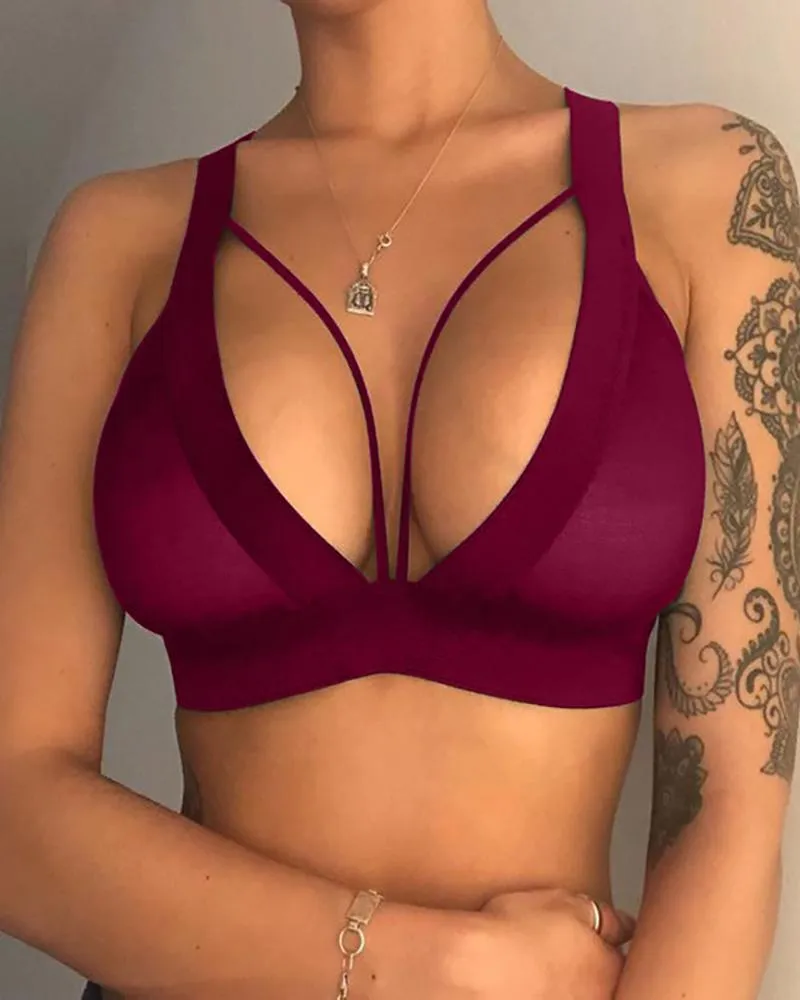 Cutout Mesh Breathable Thick Strap Bralette