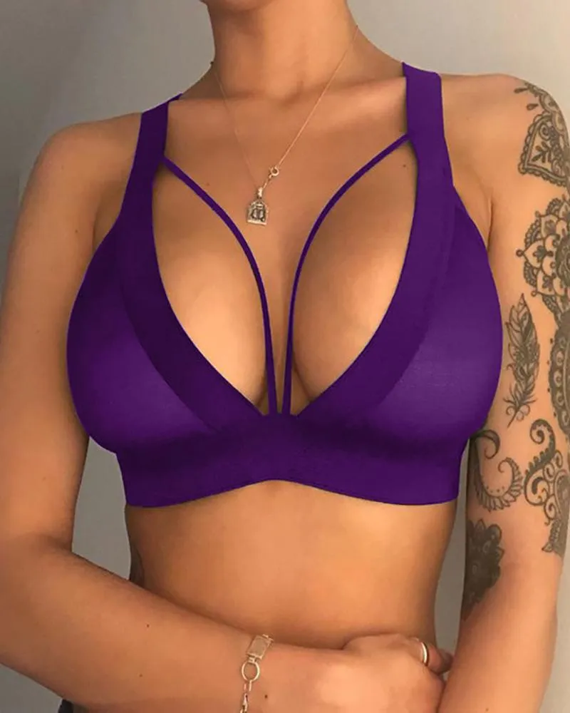 Cutout Mesh Breathable Thick Strap Bralette