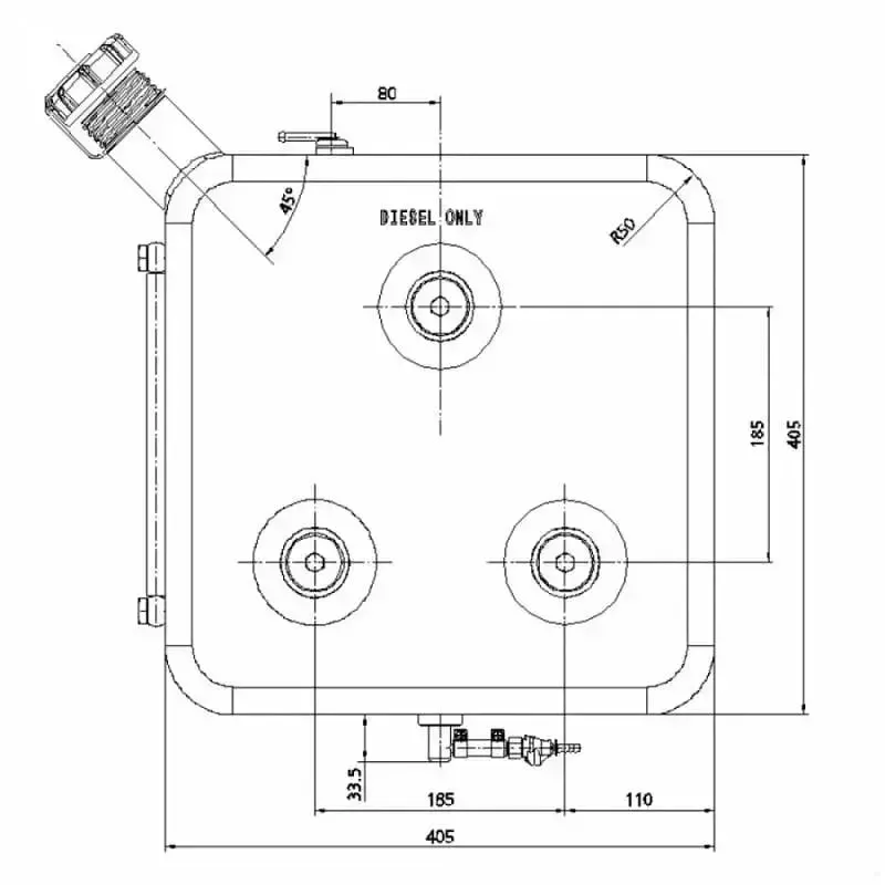 Diesel Tank Cover for suits the ECP 12L Heavy Duty Tank Left Hand Side