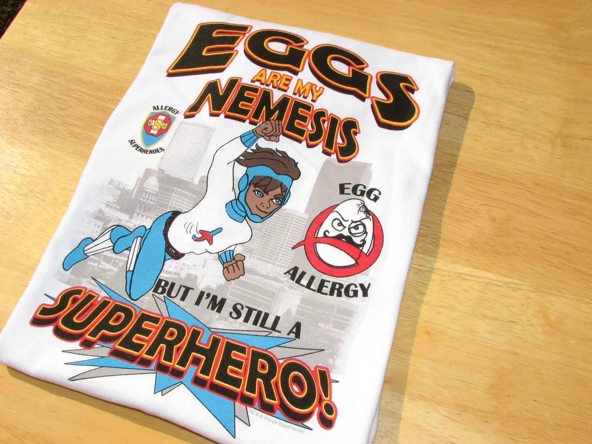 Egg Allergy T-Shirt Boy Superhero Jet Trail
