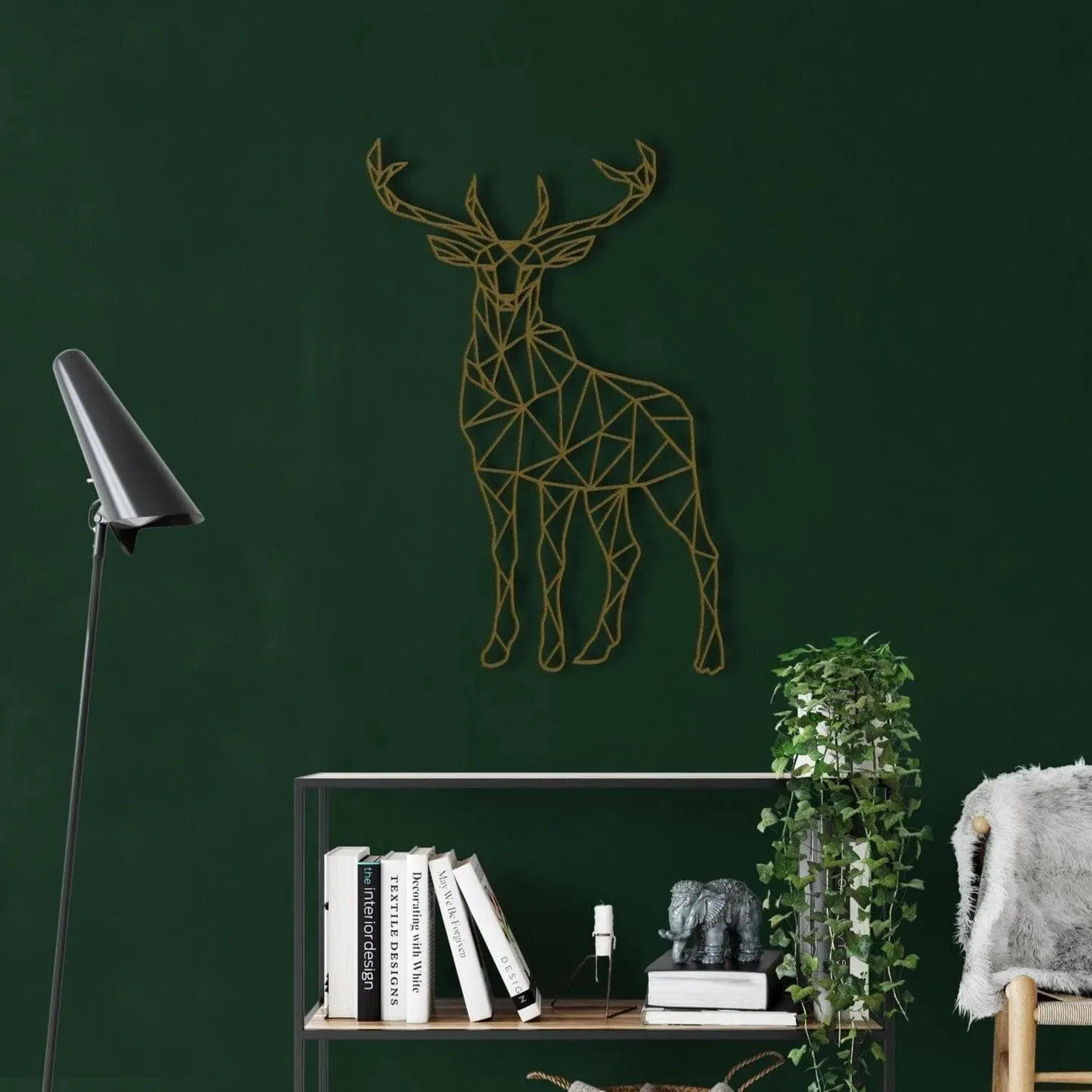 Geometric Deer Metal Art