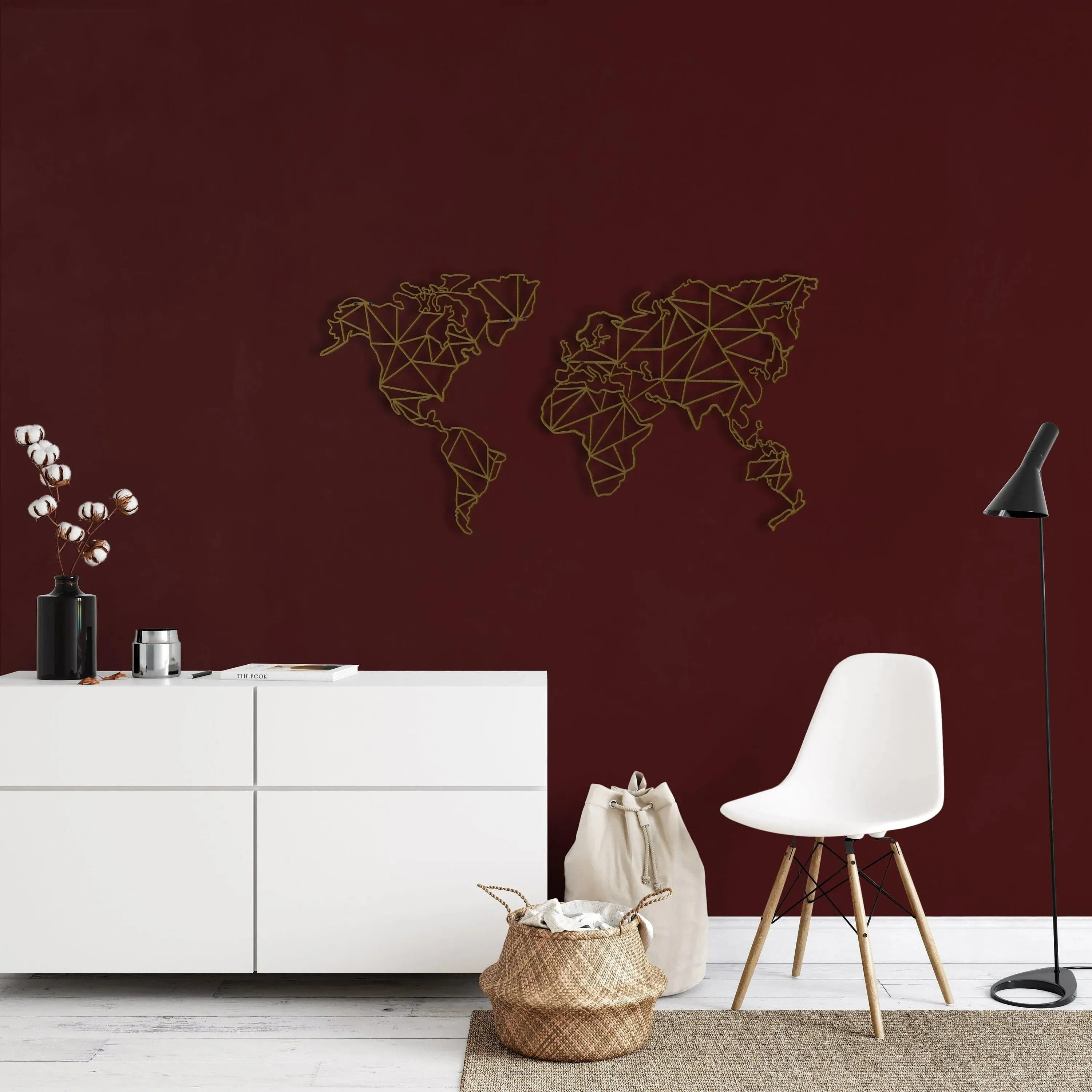 Geometric World Map Metal Wall Decor