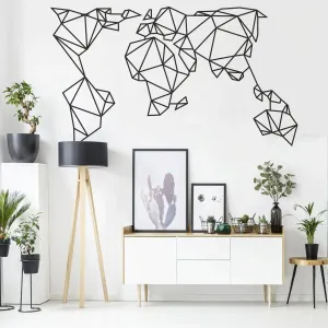 Geometric World Map Metal Wall Decor