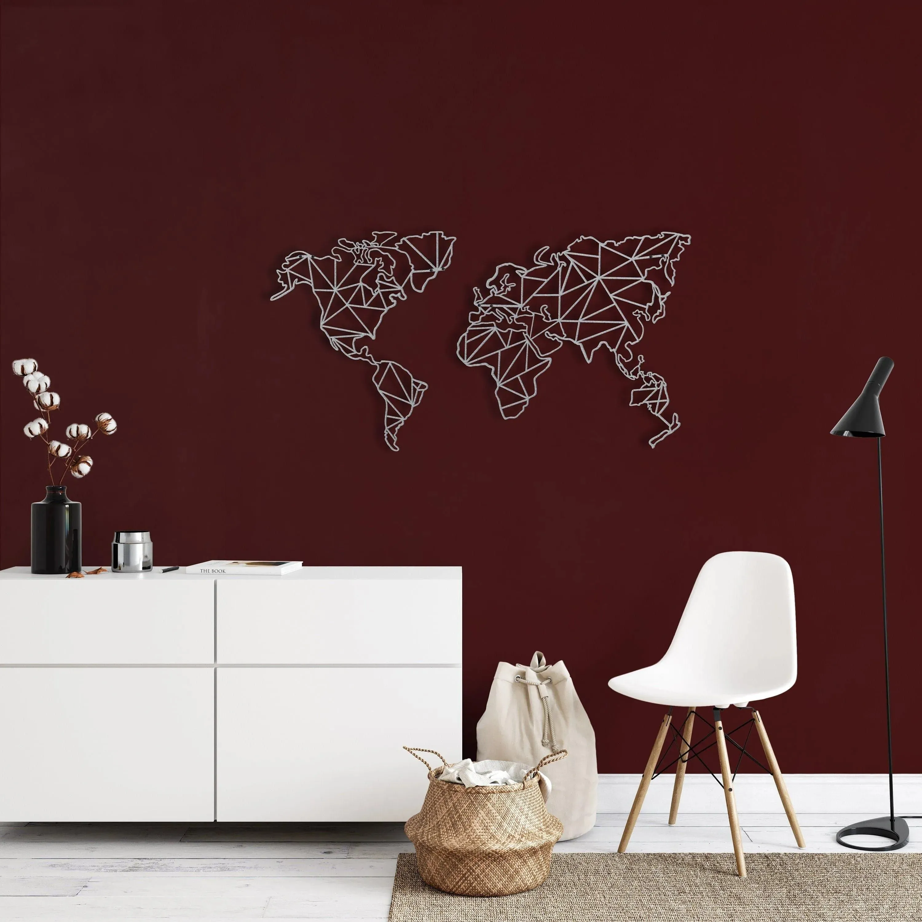 Geometric World Map Metal Wall Decor