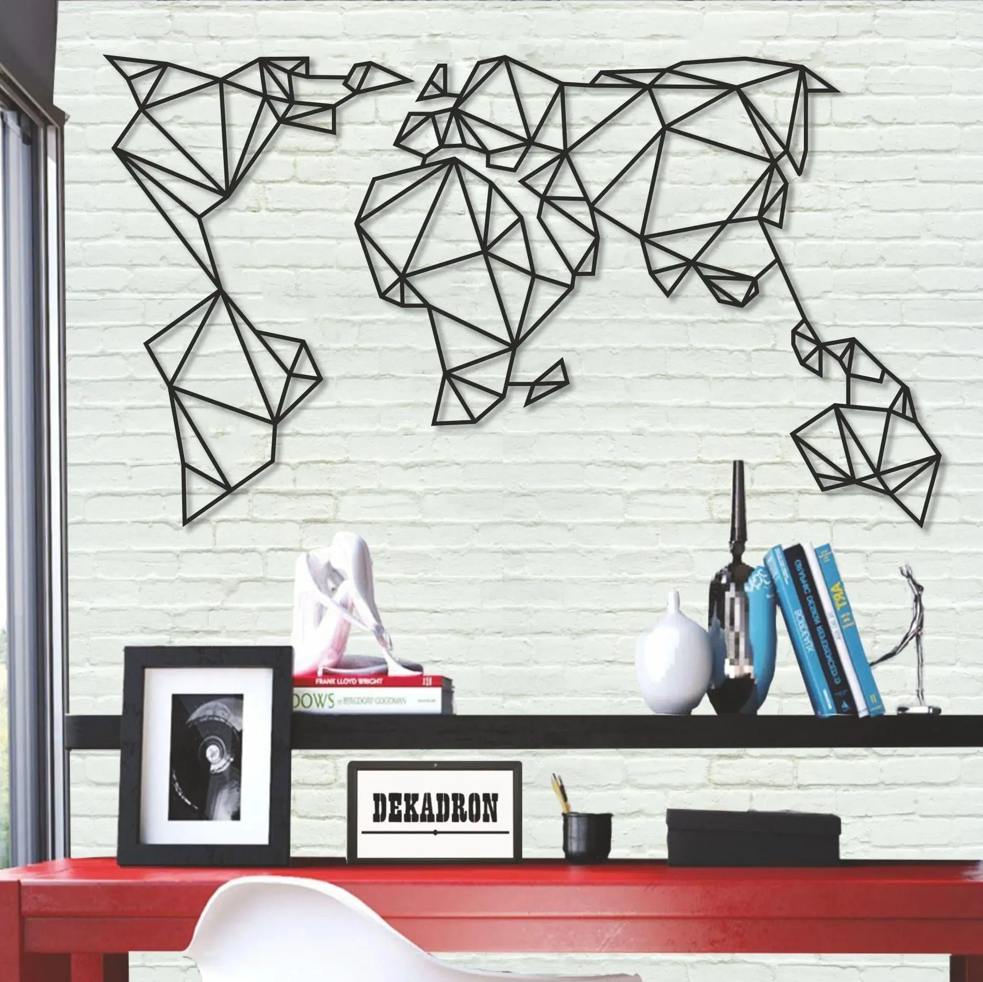 Geometric World Map Metal Wall Decor