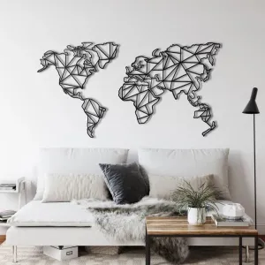 Geometric World Map Metal Wall Decor
