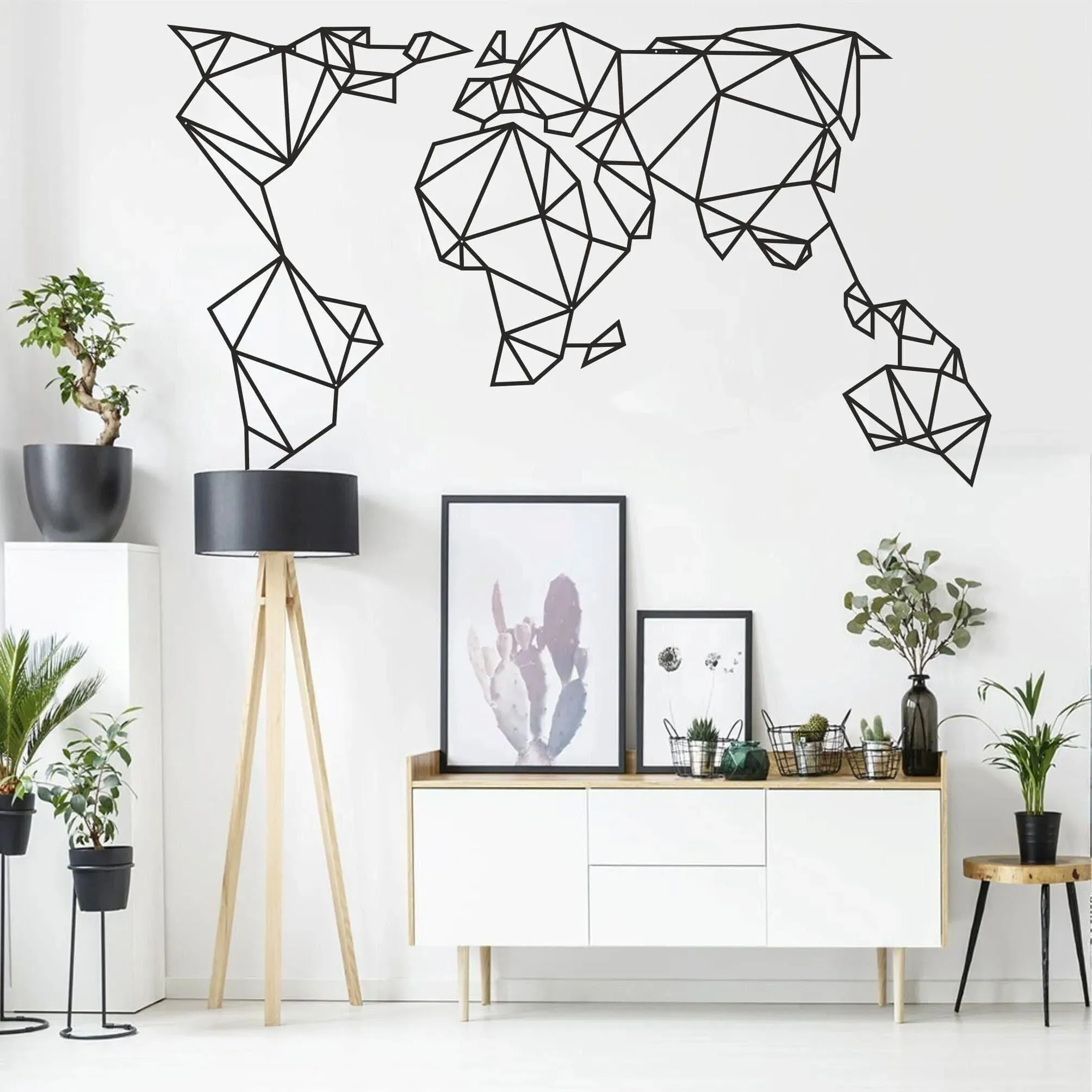 Geometric World Map Metal Wall Decor
