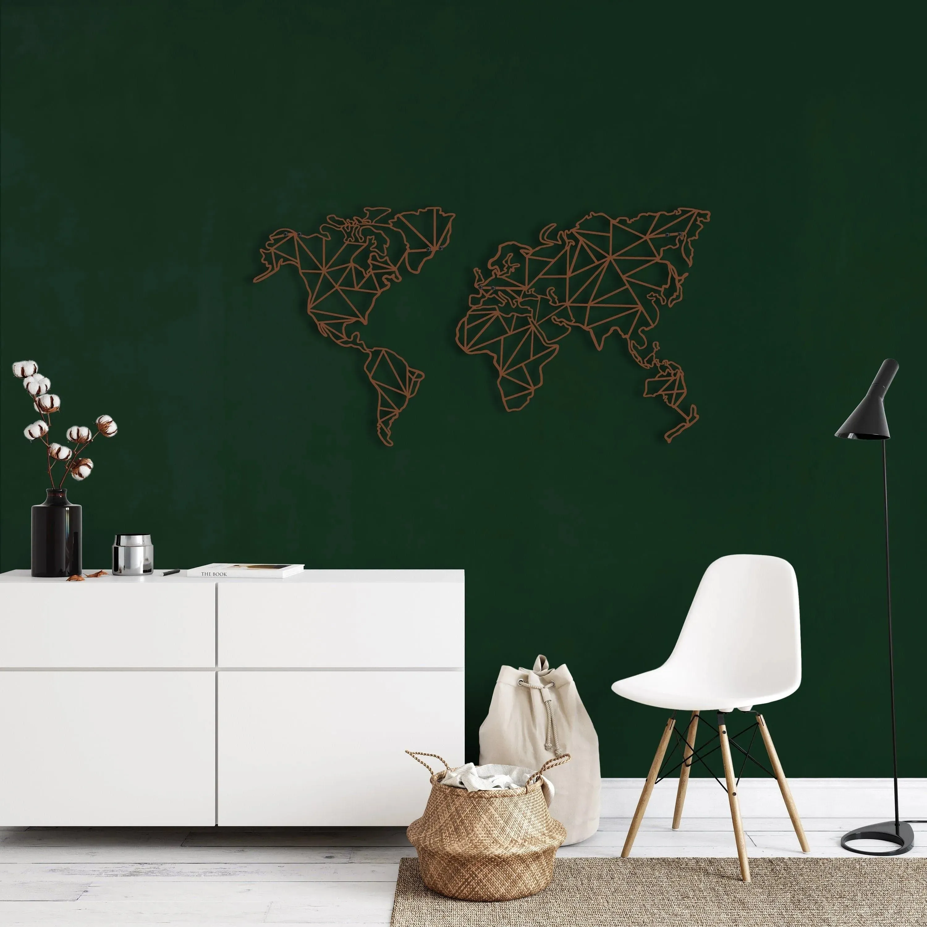 Geometric World Map Metal Wall Decor