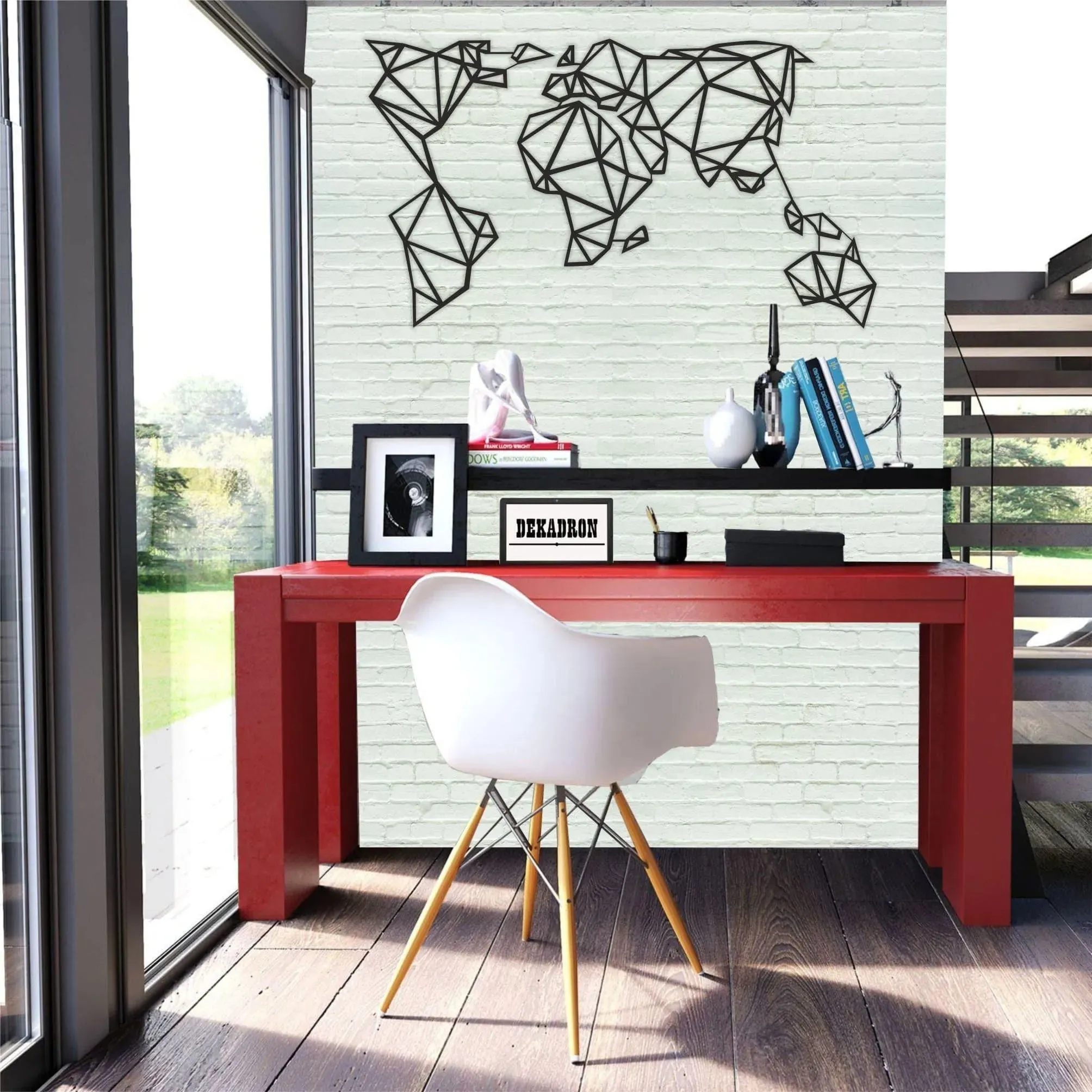 Geometric World Map Metal Wall Decor