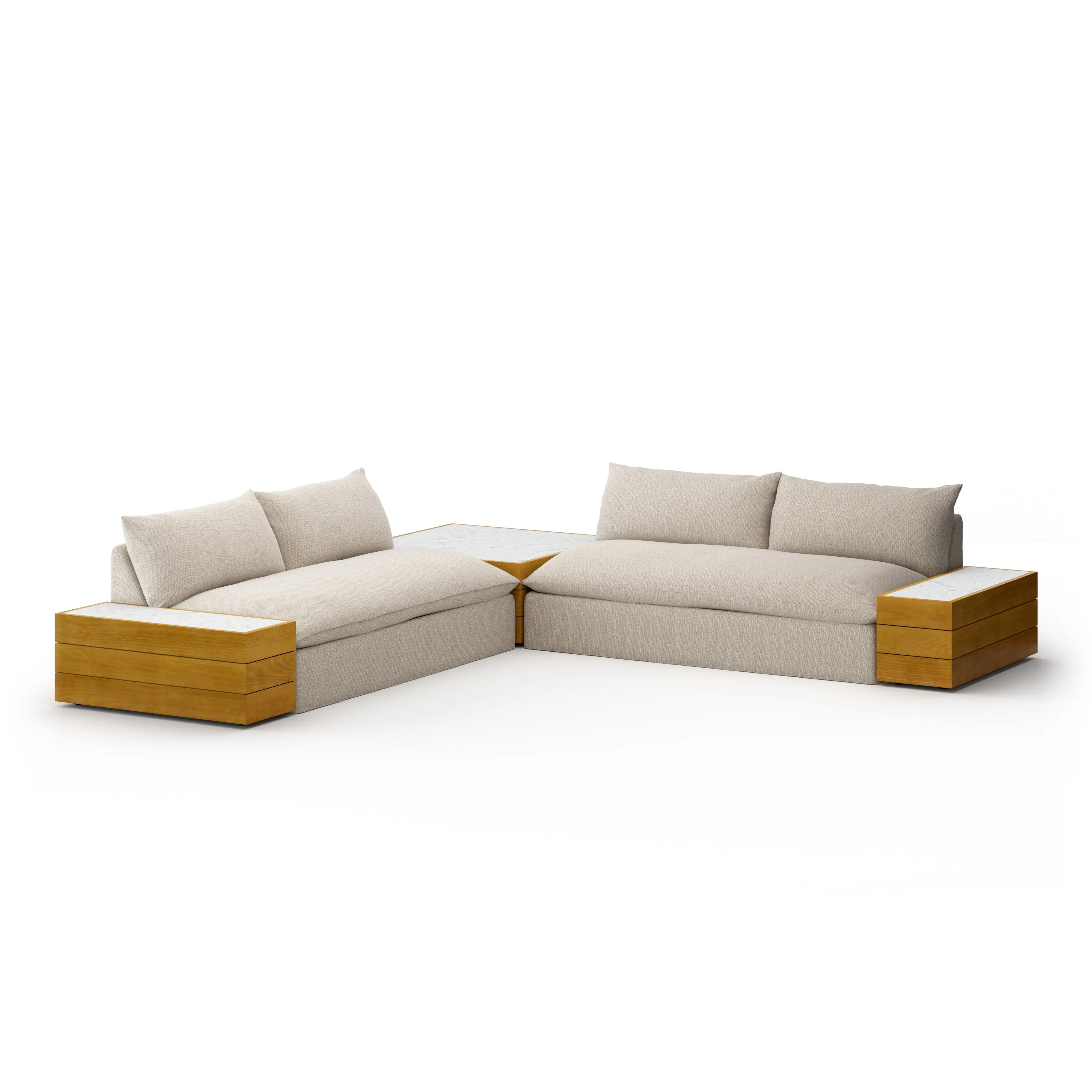 Grant Outdoor 2-Pc Sectional with Coffee & End Tables - Faye Sand