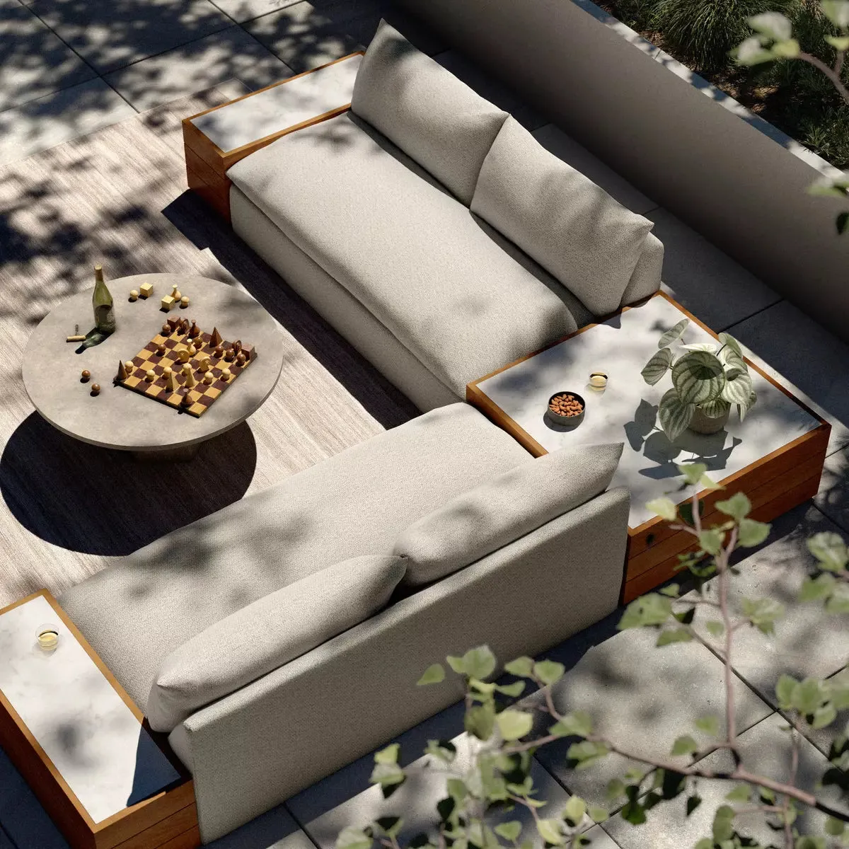 Grant Outdoor 2-Pc Sectional with Coffee & End Tables - Faye Sand