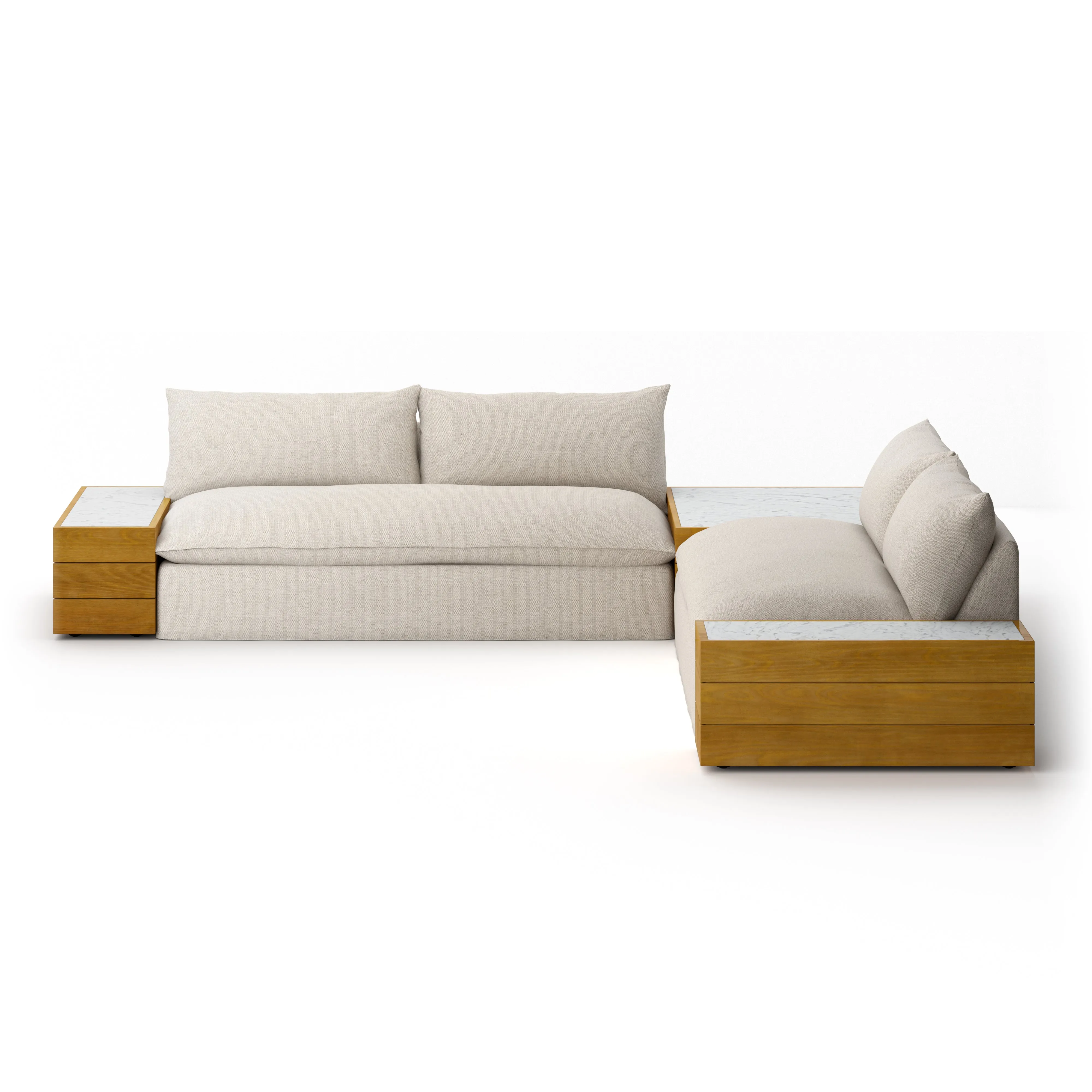 Grant Outdoor 2-Pc Sectional with Coffee & End Tables - Faye Sand