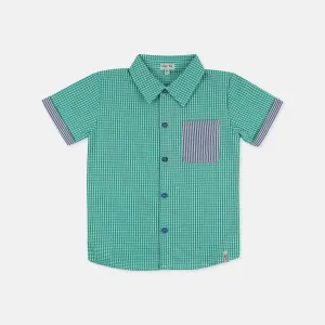 Green Gingham Print Shirt
