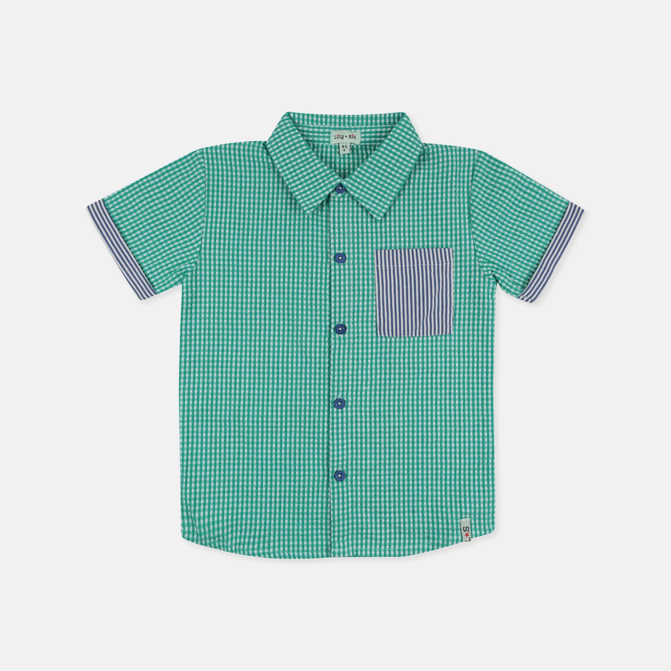 Green Gingham Print Shirt