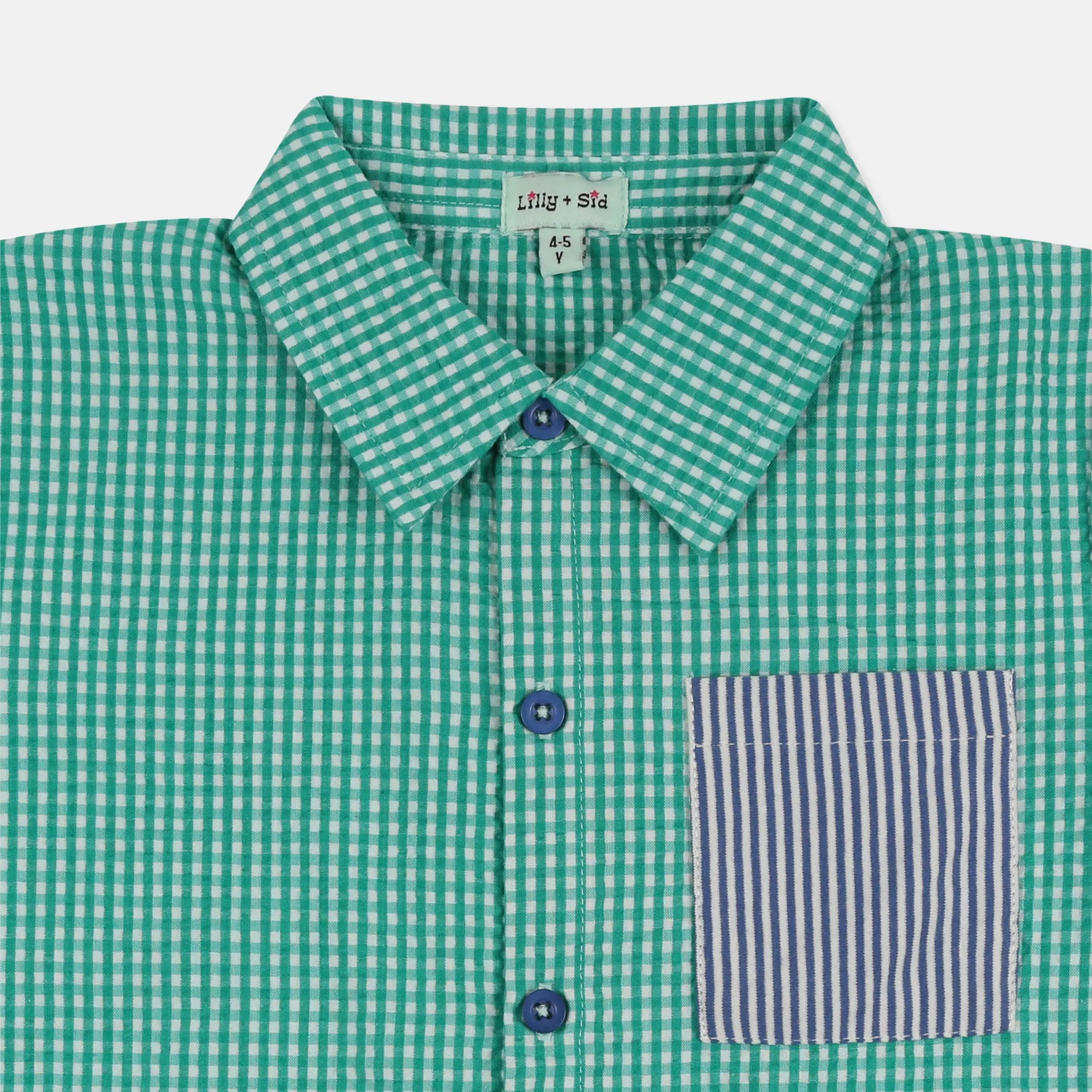 Green Gingham Print Shirt