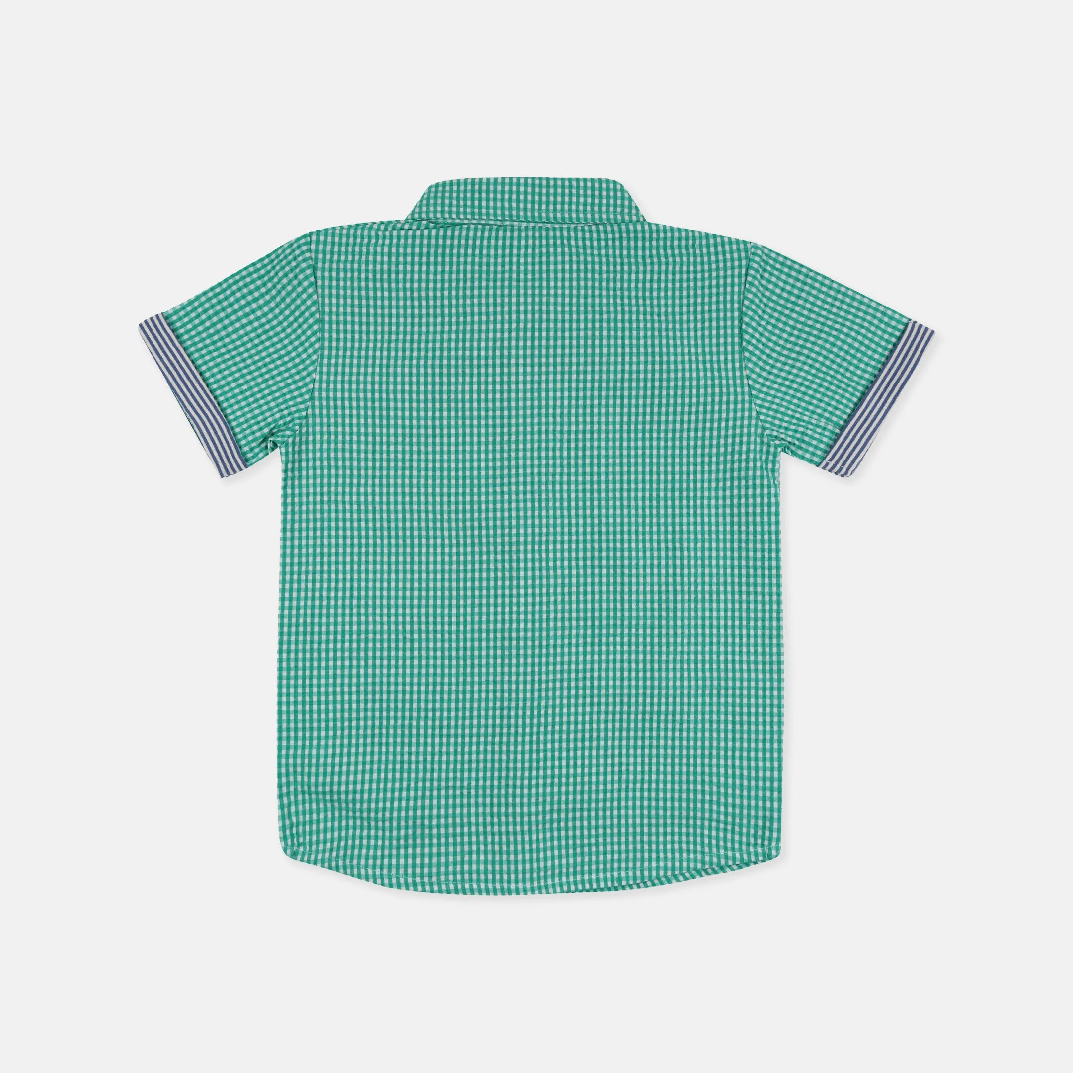 Green Gingham Print Shirt