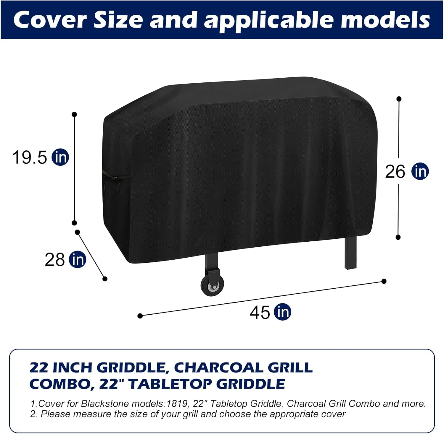 Griddle Grill Cover for Blackstone 22 inch and 17 inch with Hood (Cover Only)