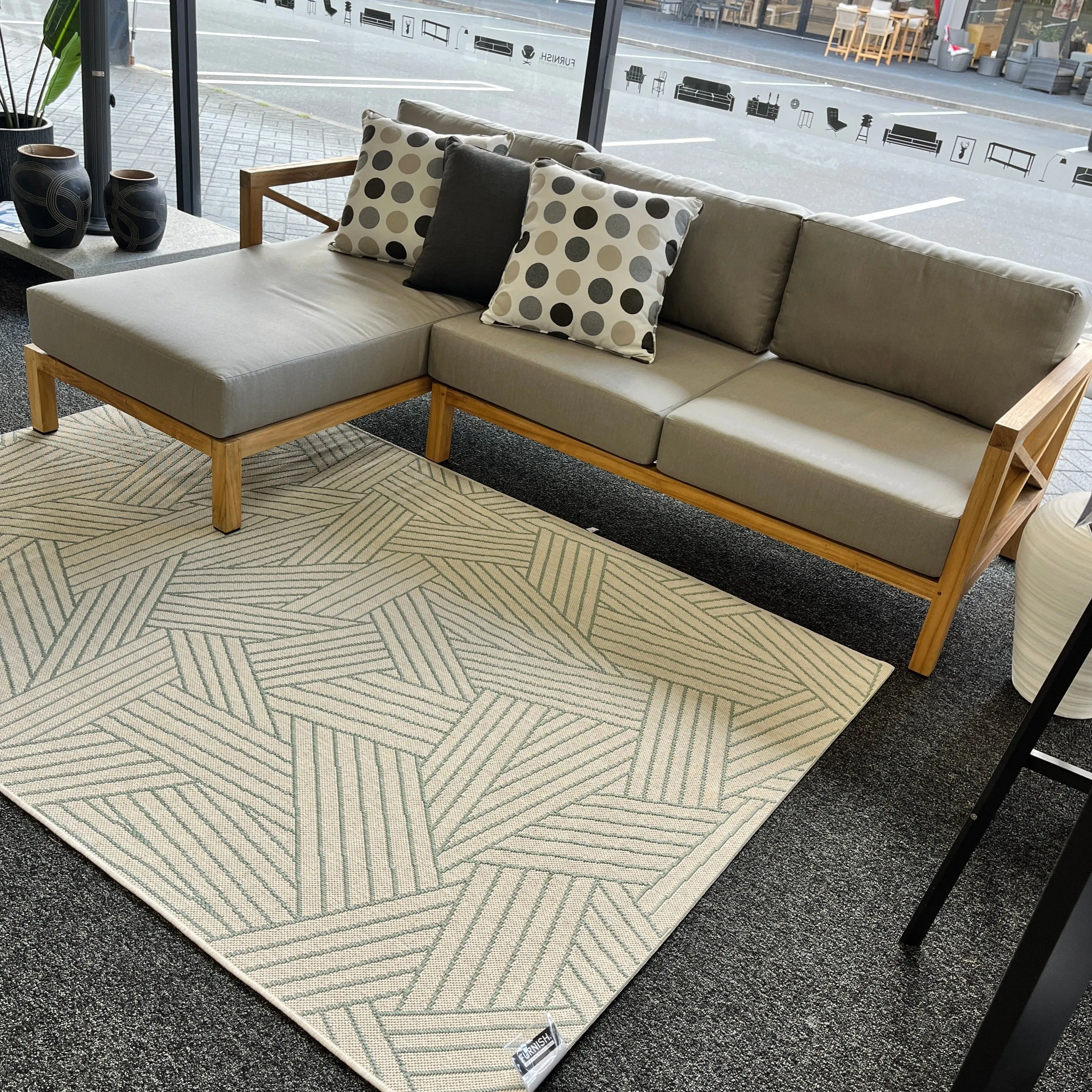 Hampton 2R   ChseL Outdoor corner Sofa - SOLID TEAK