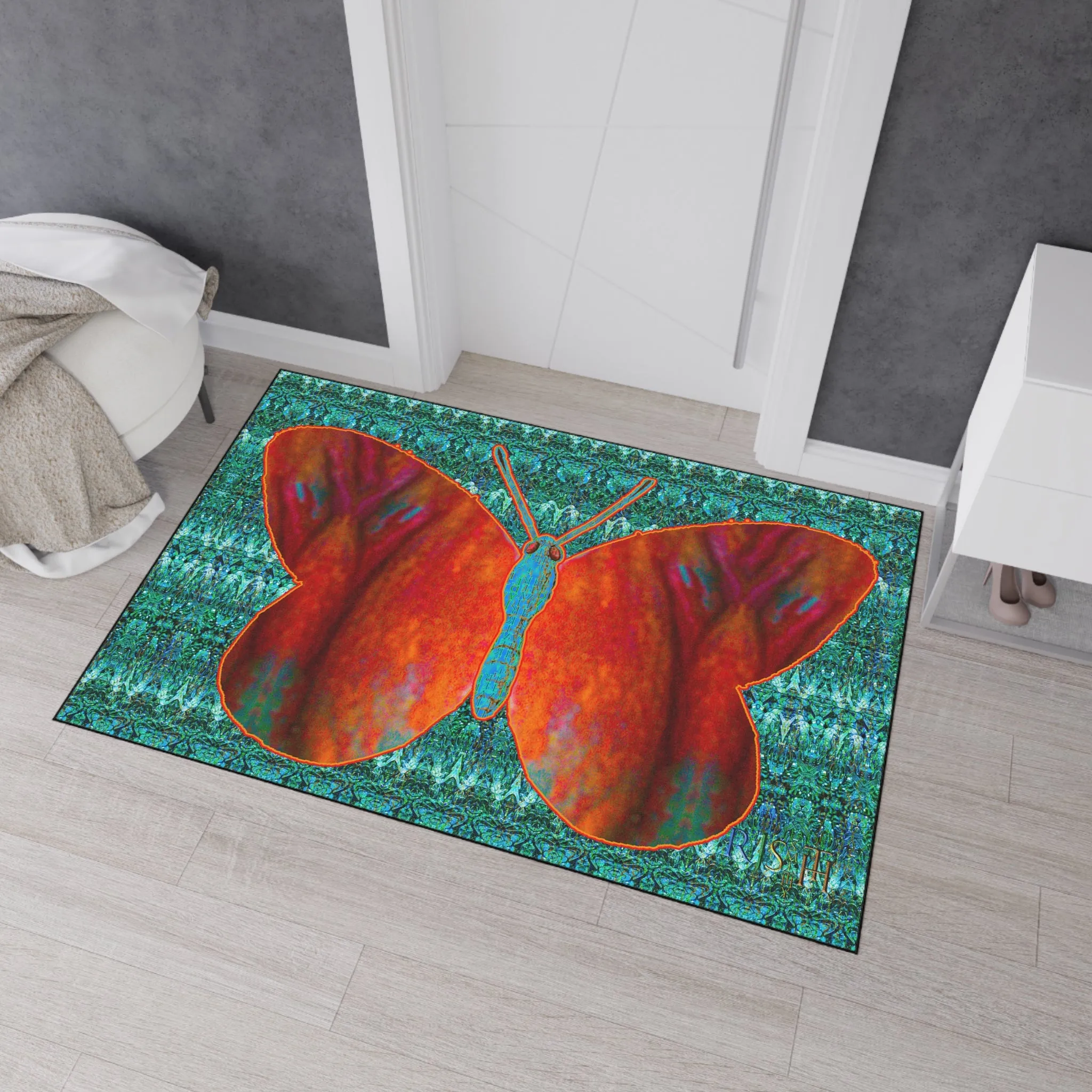 Heavy Duty Floor Mat (Butterfly Glade Denizen & Samhain Dream Thaw 12 & Blue Logo@Alchemic) RJSTH@Fabric#12_14 of 16 RJSTHw2025 RJS