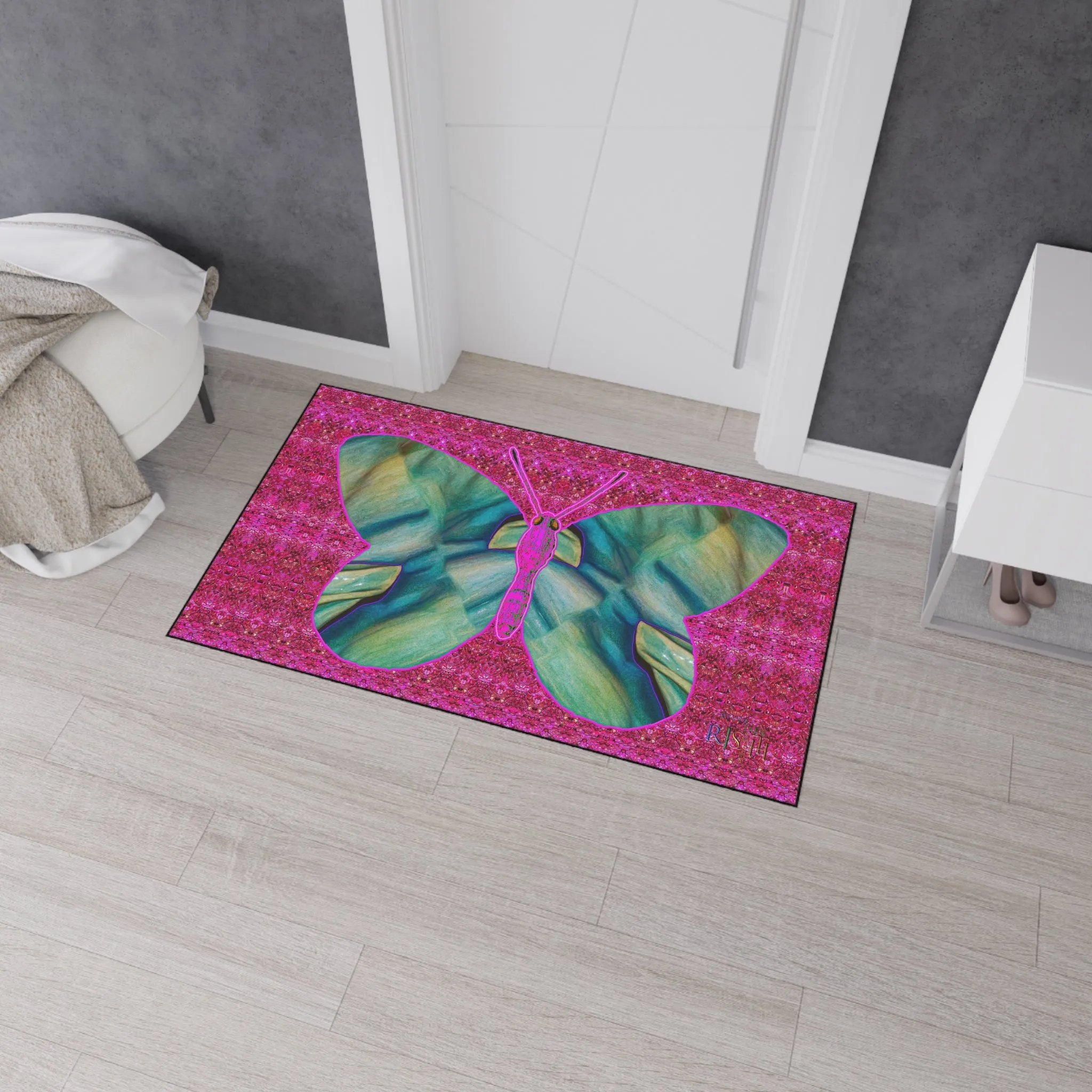 Heavy Duty Floor Mat (Butterfly Glade Denizen & Samhain Dream Thaw 13 & Pink Logo@Alchemic) RJSTH@Fabric#9_12 of 14 RJSTHw2025 RJS