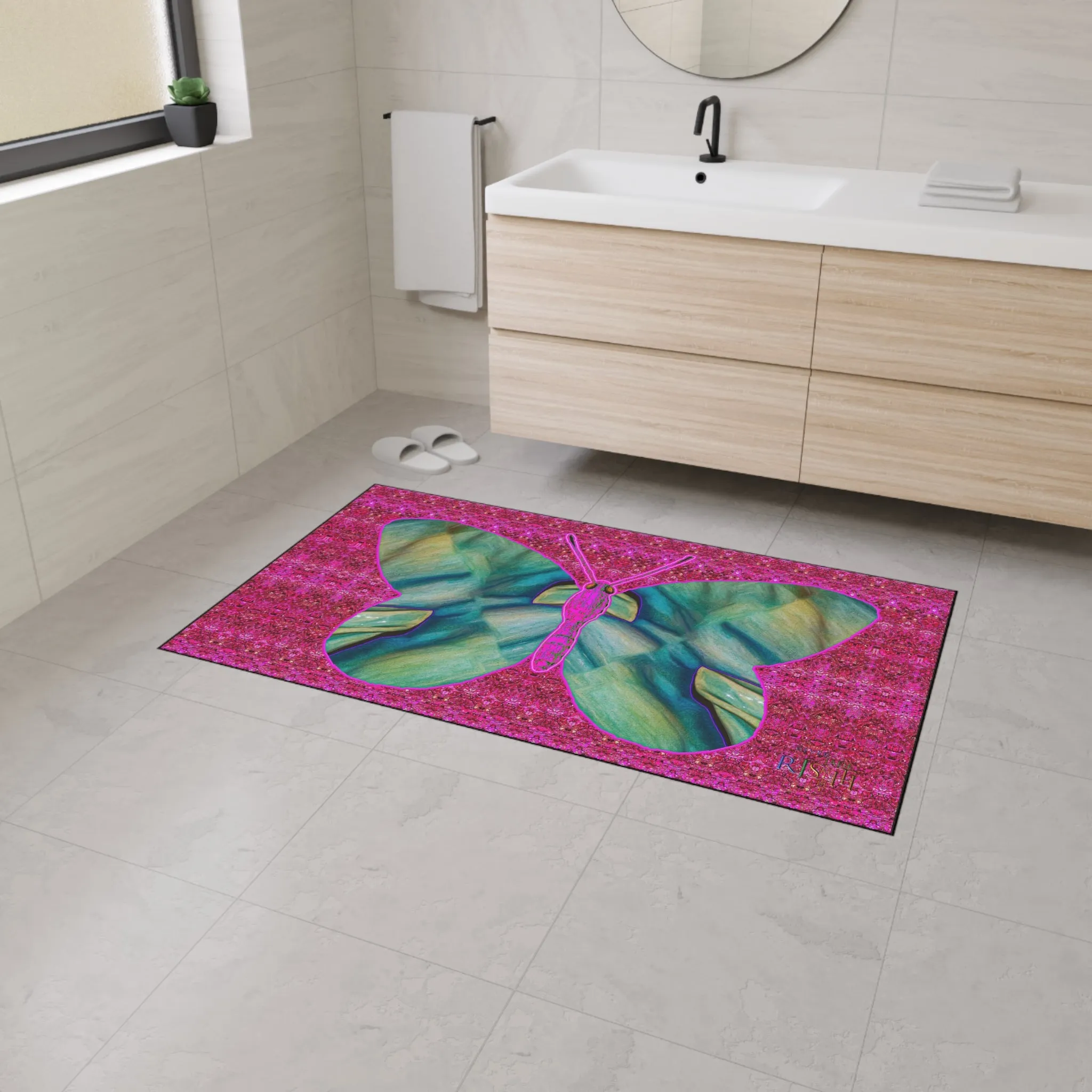 Heavy Duty Floor Mat (Butterfly Glade Denizen & Samhain Dream Thaw 13 & Pink Logo@Alchemic) RJSTH@Fabric#9_12 of 14 RJSTHw2025 RJS