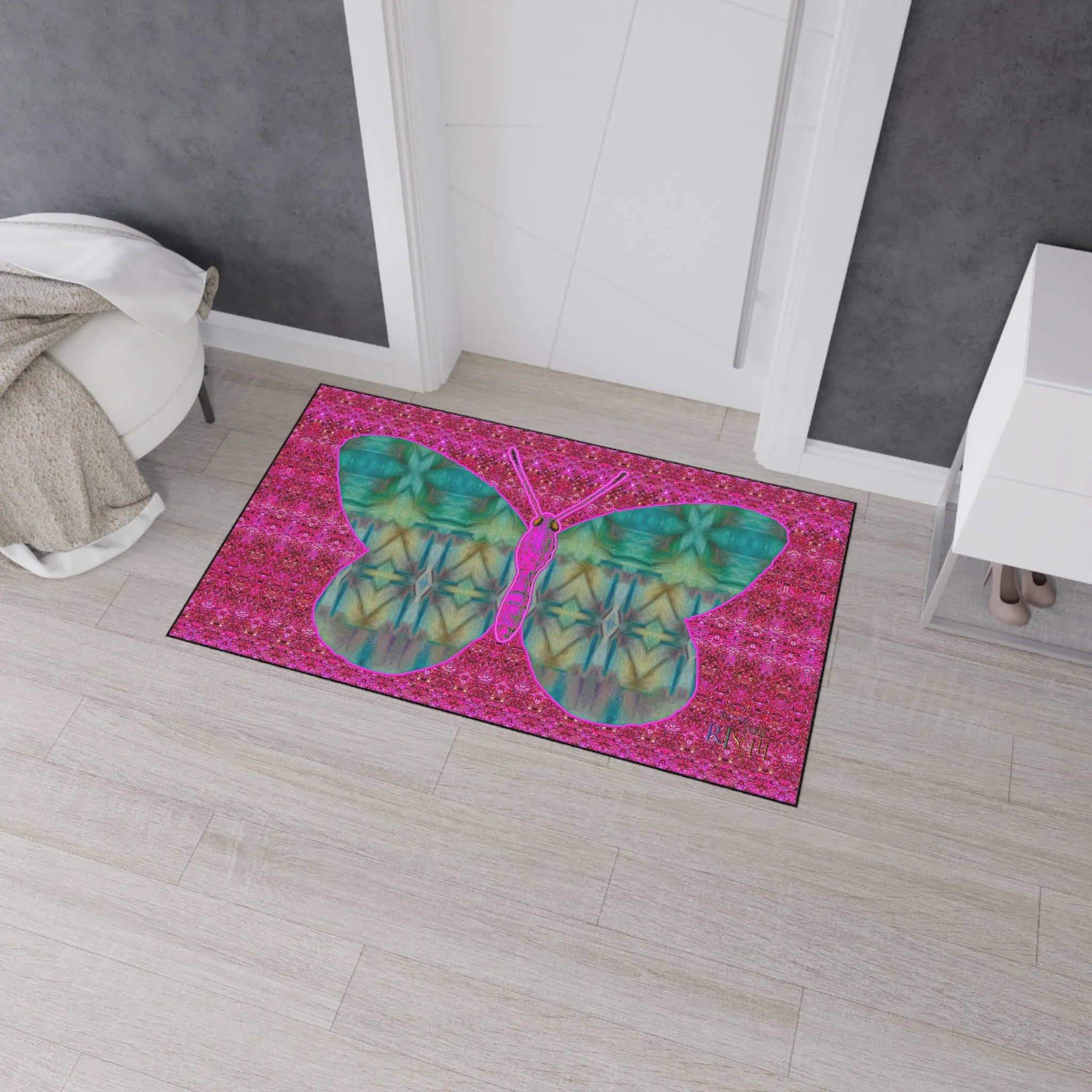 Heavy Duty Floor Mat (Butterfly Glade Denizen & Samhain Dream Thaw 13 & Pink Logo@Alchemic) RJSTH@Fabric#9_4 of 14 RJSTHw2025 RJS